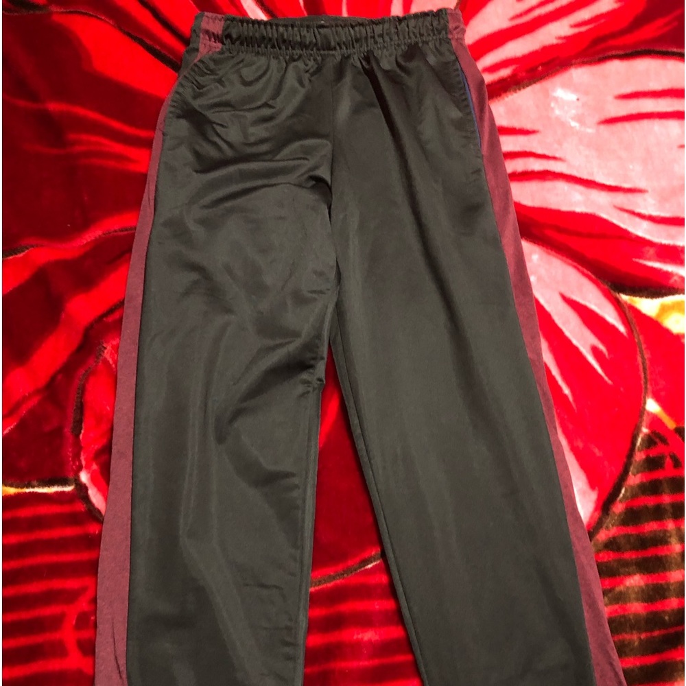 Black with red stripe joggers
